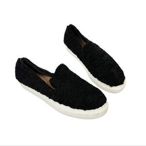 Steven New York Black Kimbel Faux Fur Shearling Slip on Women's Sneakers size 7.